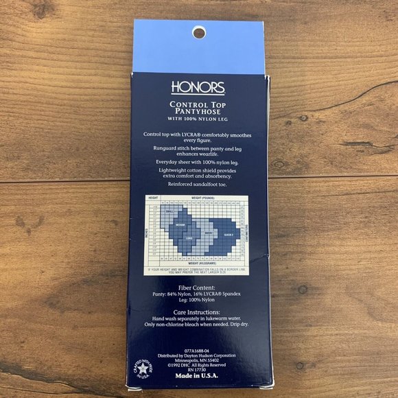 NOS Vintage Honors Control Top Hosiery Size Long Reinforced Sandalfoot Off Black - Picture 3 of 3